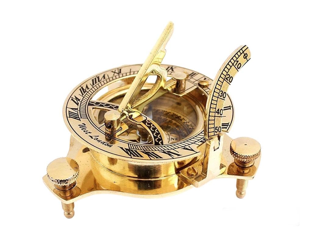 4" Sundial Compass - Solid Brass Sun Dial Royal Nautical