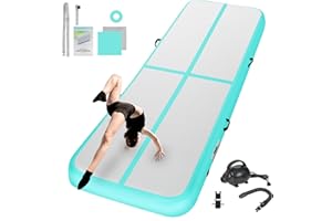 BCGA Inflatable Gymnastics Mat 10ft/13ft/16ft/20ft/ Air Tumbling Track Mats 4/8 inches Thick for Home Use/Training/Cheerleading/Yoga/Water with Pump