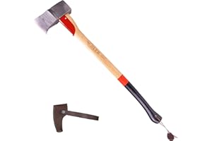 Adler Super Splitter - German Made, Wood & Rounds Splitting Axe with Hollow-Forge Design, 31.5" Hickory Handle with Anti-Slip Grip, 6.2 lb Head, Premium Leather Sheath