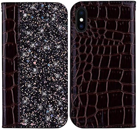 Case for iPhone Xs Max Phone Cover,Black Leather Wallet Bling Case for iPhone Xs Max,Folio Flip Case with Kickstand,Magnetic Closure,Card Slot,Women Book Case for iPhone Xs Max