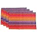 Ivenf Set of 4 100% Handmade Woven Braided Ribbed Cotton Table Mats/Placemats Rainbow Red 12