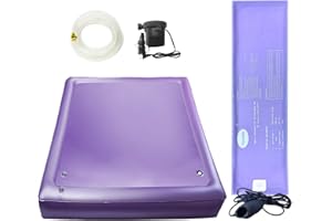 Full Wave Waterbed Mattress with Heater, Hose, Electric Air Pump, Free Flow Design Softside Water Bed for Adults, Foldable & 