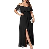 Pinup Fashion Women Plus Size Bridesmaid Dresses - Off The Shoulder Formal Wedding Guest Bridal Shower Long Dress