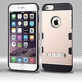 iPhone 6 Plus Case, Nagebee - iPhone 6 Plus (5.5) Design Premium Heavy Duty Defender Trooper Hybrid Phone Cover Case with Metal Stand with free Microfiber Cleaning Cloth for iPhone 6 Plus (5.5) (Trooper Hybrid Rubberized Gold/Black)