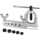 Flexzion SAE 45 Degree Double Flare Brake Line Flaring Tool Kit with (3/16, 1/4, 5/16, 3/8, 1/2") Adapters Dies Automotive Co