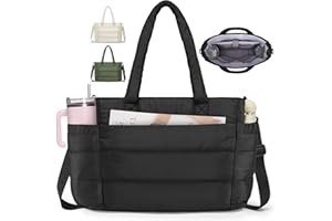 RAINSMORE Puffer Tote Bag Lightweight Tote Bags for Women With Laptop Compartment & Insulated Pockets for Teacher Work