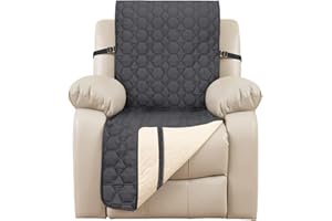 DEARTOWN Waterproof Recliner Sofa Cover - Non-Slip Recliner Chair Slipcover Furniture Protector, Washable Couch Cover for Dog and Kids, Dark Gray, 23 Inch Middle