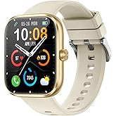 Smart Watch for Men Women, 1.83" HD Touchscreen Fitness Watch with Bluetooth Call&Message Notifications, 110+Sport Modes, 24/7 Heart Rate/Sleep Monitor, IP68 Waterproof Fitness Tracker, Champagne Gold