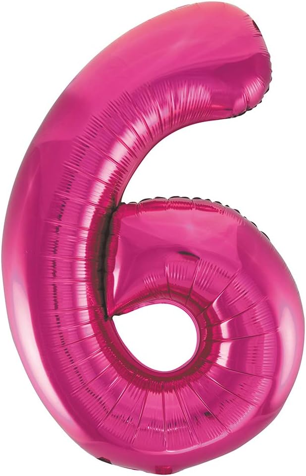 Unique Pink Number 6 Shaped Large Foil Balloon 86cm Birthday Party