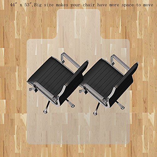 Office Desk Chair Mat for Hard Wood Floor 44" x 53" OverSize PVC Clear Protection Floor Mat,Premium Quality Chair Mat Thick And Sturdy - Thumbnail 3