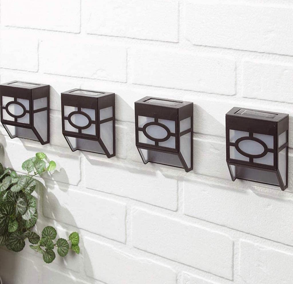 ALAYSTAR Premium Pack of 4 LED Garden Solar Fence Lights – Ideal for Fence Patio Path Yard Landscape Walkways Sheds Deck Lighting etc