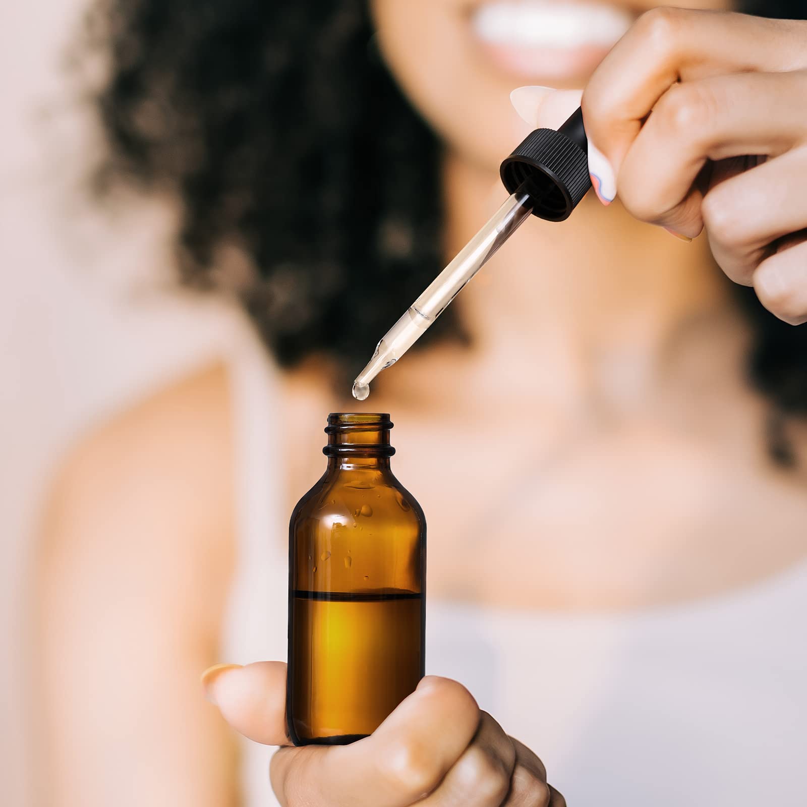 4 Pack, 1 oz Thick Dark Amber Glass Dropper Bottles with 1 Funnels & 4 Labels - 30ml Tincture Bottles with Eye Dropper - Leakproof Essential Oils Bottle - Storage and Travel for Beauty or Health