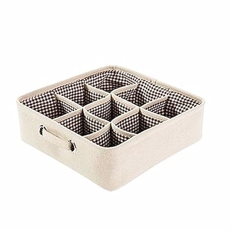 Yiuswoy Natural Linen Cotton Fabric Drawer Dividers Closet