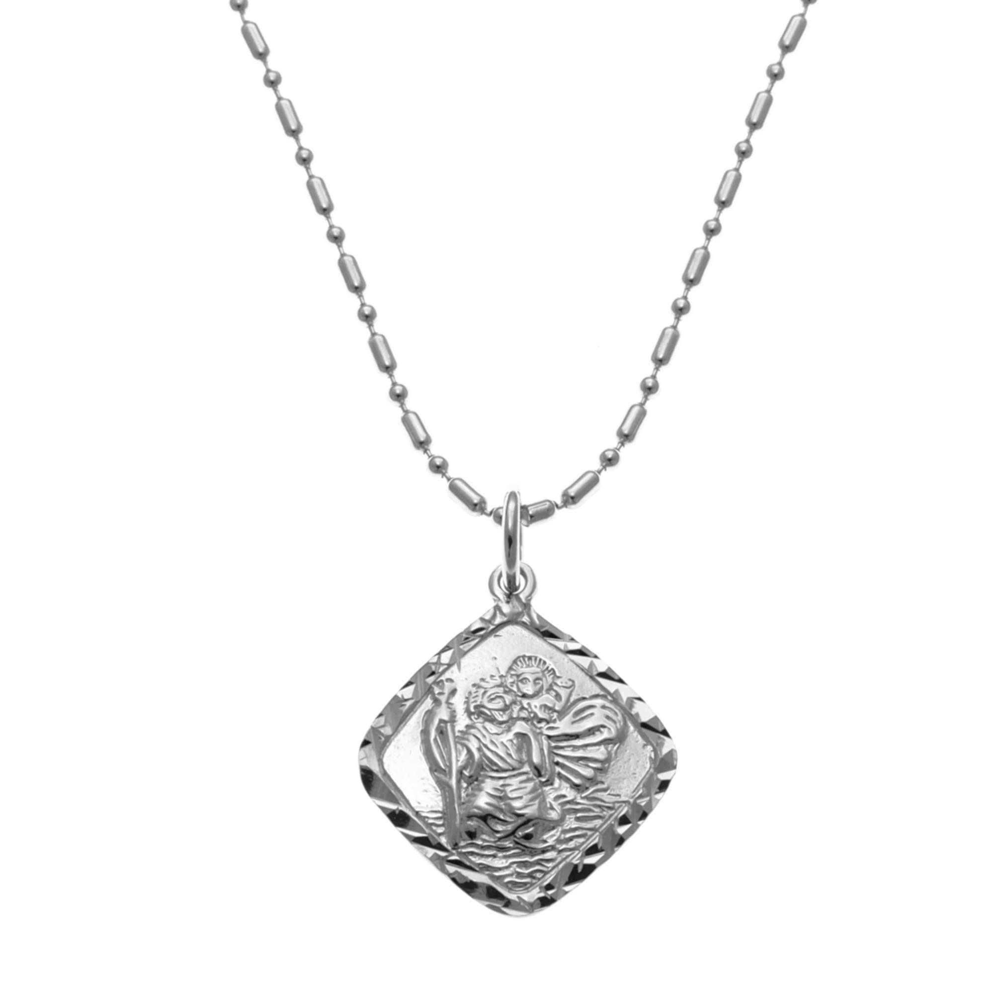 Oobi Doop Sterling Silver St Christopher Pendant Necklace with Adjustable Chain and Jewellery Gift Box