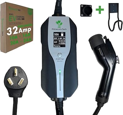 30 Feet Level 2 Primecom Electric Vehicle (EV) Charger (220/240V, 32Amp/40Amp) 32 and 40 Amp 6-50P. 10-50P & 14-50P (10-50P, 32 Amp) for Tesla