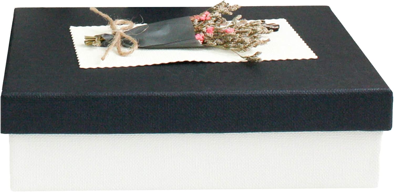 Emartbuy Rigid Luxury Rectangle Shaped Presentation Gift Box, 23 cm x 17 cm x 6.5 cm, White Box with Black Lid