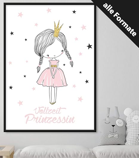 Papierschmiede Kinderposter Din A4 Wanddeko Furs Kinderzimmer Jungen Madchen Bilder Fur Den Bilderrahmen Vollzeitprinzessin Amazon De Kuche Haushalt