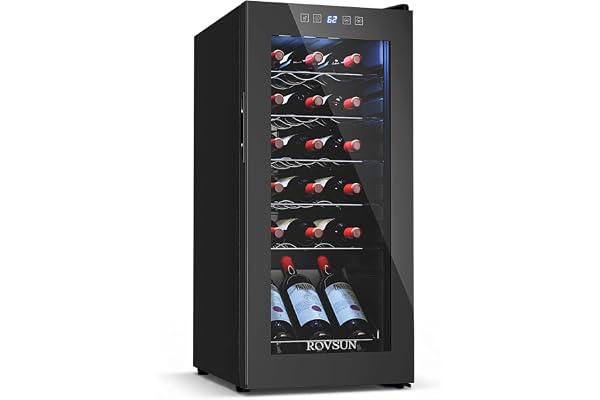 ROVSUN 18 Bottle Wine Fridge, Freestanding Compressor Wine Cooler Refrigerator, Beverage Wine Chiller with Digital Temperature Control & Double-layer Glass Door for Red White Wine, Champagne, Beer