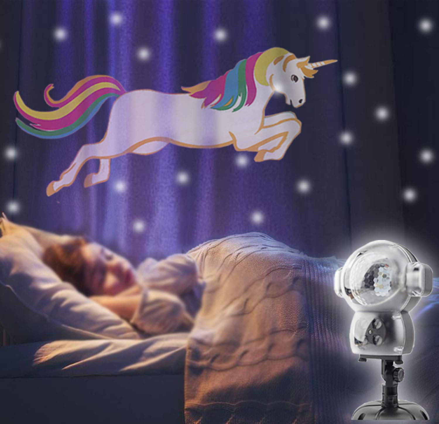 AOLOX SN-01 Snow Animated, Outdoor Halloween Christmas Decorative LED Snowfall Projector Lighting with Music Playback and Remote Control, Multicolor