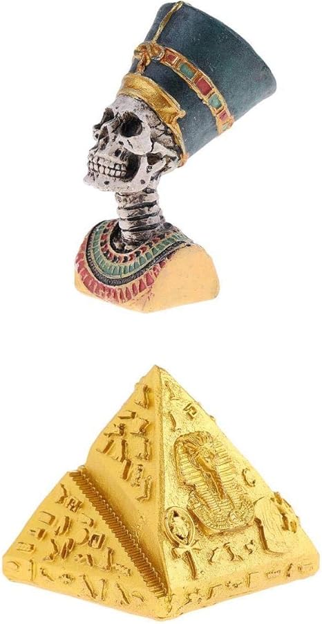 Amazon 古代エジプトのファラオの置物の樹脂の頭蓋骨のエジプトのピラミッドの樹脂のクラフトのおもちゃ 置物 オブジェ オンライン通販