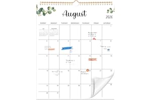 THBOXES Wall Calendar 2026-2027, 18 Month Calendar from January 2026 to June 2027 14.5" x 11.8" Large Desk Calendar with Twin-Wire Binding for Home Office Planning Personal Organisers, Green Leaf