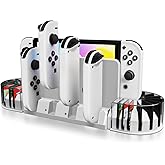 TNP Switch Dock Charging Station Stand - Joy-Con Controller Charger for Nintendo Switch & Switch OLED - Upgraded Switch Joycon Charger with 20-Slot Game Card Holder