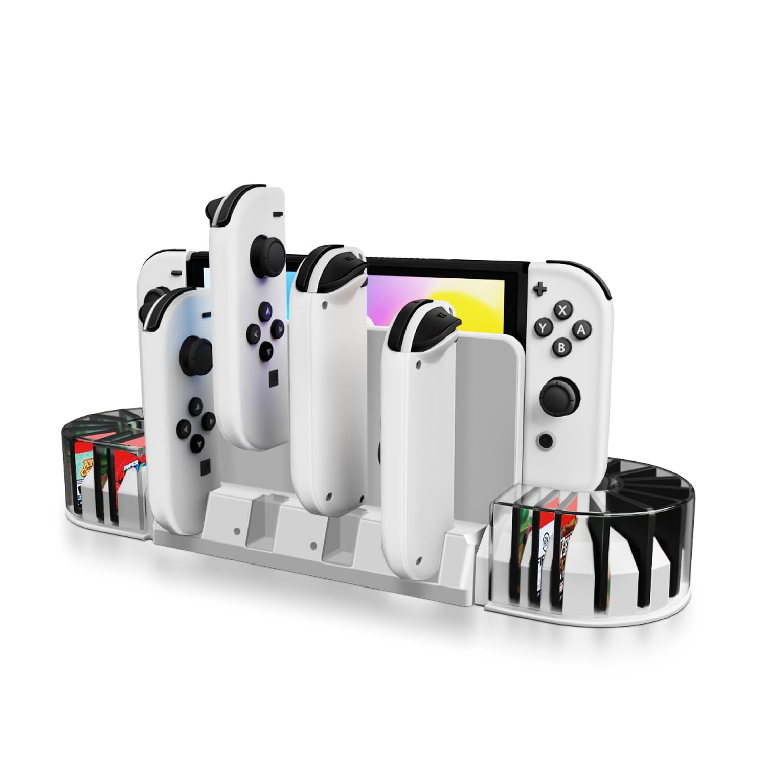 TNP Switch Dock Charging Station Stand - Joy-Con Controller Charger for Nintendo Switch & Switch OLED - Upgraded Switch Joycon Charger with 20-Slot Game Card Holder