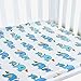 One Premium, Soft & Cozy Muslin Cotton Fitted Baby Crib Sheet. Cute Blue Prints For Boys, Infants, Toddlers Christmas, Baby Shower Gifts. Premium Machine Washable & Dryer Friendly Sheets.