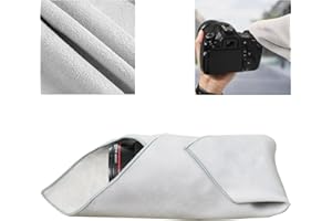 BEIYANG Camera Protective Wrap, Lens Protector Wrapper, 13.8x13.8 Inch Grey Magic Self-Adhesive Cloth for Camera/Lens/Phone/DSLR/Laptop/Accessories, Anti Scratch Equipment Wrap Storage Pouch
