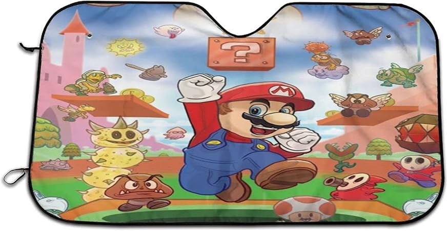 Amazon スーパーマリオ サンシェード 車 フロントサンシェード 遮光断熱 吸盤 紫外線対策 日除け キャラクター アニメ グッズ 雑貨 かわいい おしゃれ 車用品 Danesi １３０ ７０cm 車 バイク 車 バイク