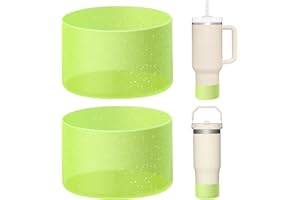WUQID 2 Pack Bling Silicone Boot Compatible with Stanley Quencher Adventure 40oz & Stanley IceFlow 20oz 30oz, Reduces Dents Protective Silicone Water Bottle Bottom Cover Sleeve