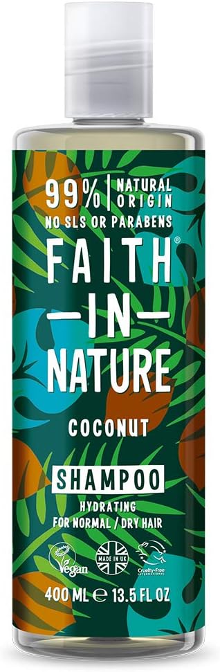 Faith In Nature Organic Coconut Shampoo, Hydrating for Dry Hair & Scalp, Vegan & Cruelty Free, No SLS, Silcones or Parabens, 400ml