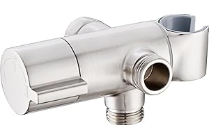 High Pressure All Metal 3 Way Shower Diverter Valve with Hand Shower Holder, G1/2 Shower Arm Diverter Valve for Shower Head, Bathroom Universal Shower System Replacement Part (Brushed Nickel) Uvish