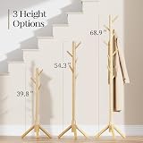 Pipishell Adjustable Wooden Coat Rack 4 Sections 8 Hooks Free Standing Tree view 3