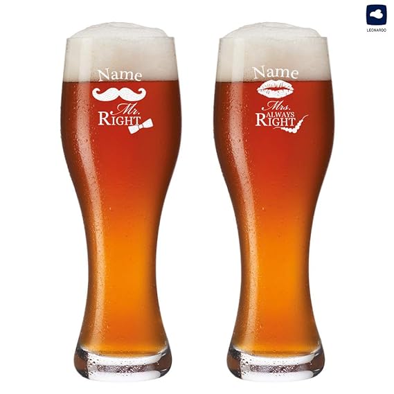 polar-effekt 2 Weizenbiergläser mit Gravur - Personalisiert mit [Namen] - Bierglas 0,5l - Weizenglas Geschenk-Idee zur Hochze