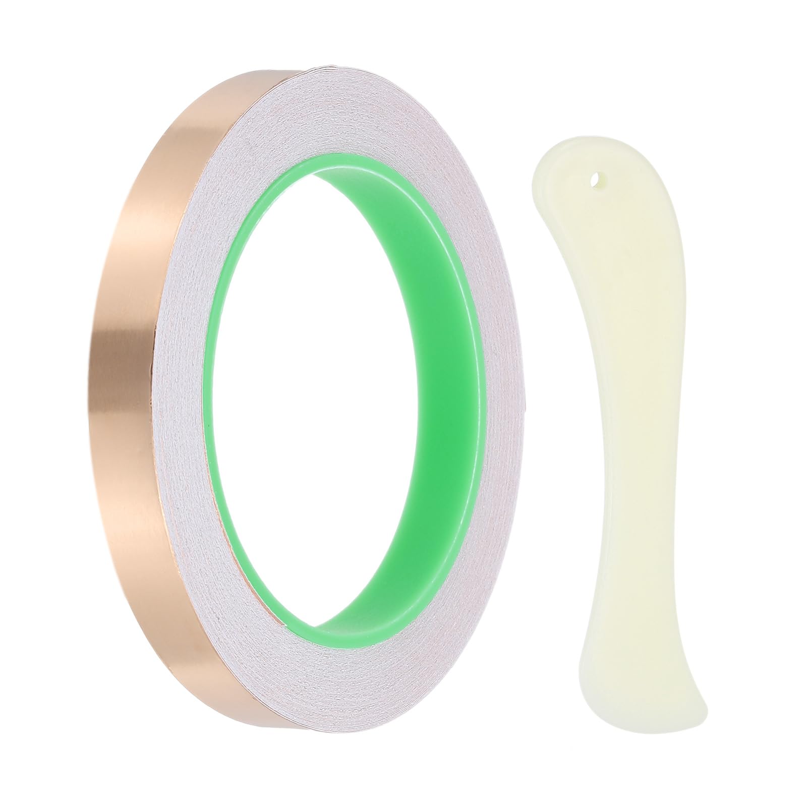 PATIKIL 22 Yard 1/2 Inch Copper Foil Tape,1 Roll Copper Tape with Conductive Stained Glass Foil Tool with Scraper for Stained Tools DIY Crafting