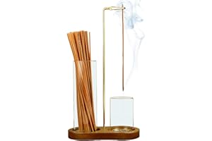 OEAYA 2 in 1 Incense Holder for Sticks, Anti-Ash Flying Incense Burne with Glass Ash Catcher and Incense Sticks Organizer for Meditation Yoga Spa Home Decor (Dark Base)