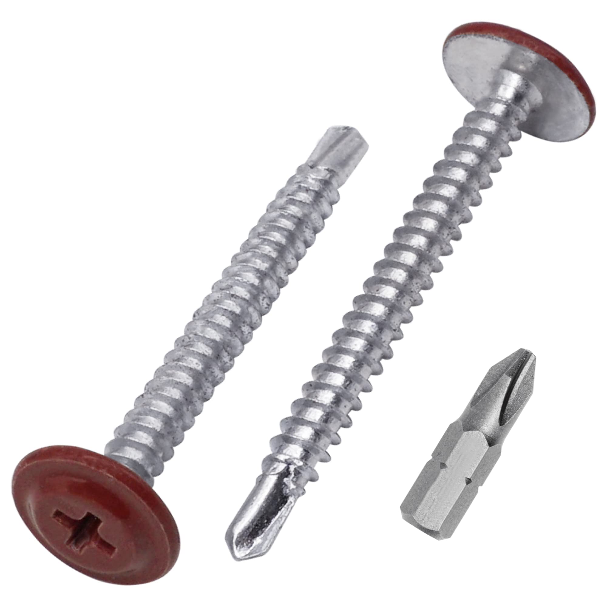 SKIR'CO (40 pcs) Painted Self-Drilling Screws 4.2 x 40 mm, Sheet Metal Screw, PH Modified Truss Head (Oxide Red RAL 3009) — image 1