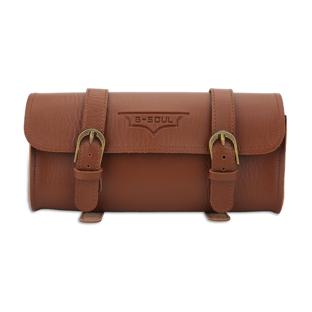 Keenso Handlebar Bag, Retro Style Artificial Leather Waterproof Storage Bag Bike Front Frame Phone Holder Handlebar Bag Bike Pouch Cycling Accessory Riding Racks and Storage