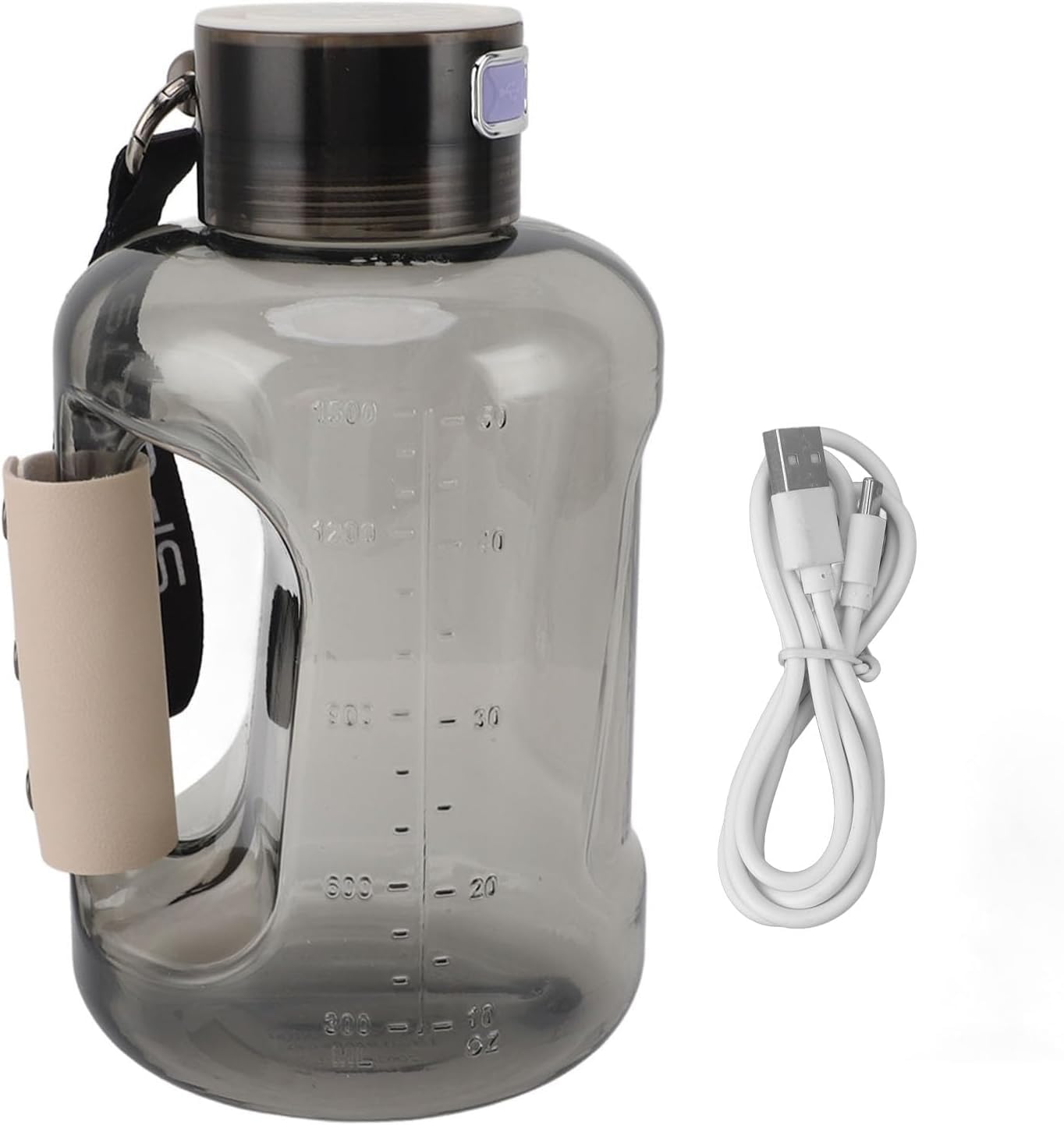 1.5L Hydrogen Water Bottle, Rich in Antioxidant Hydrogen, Large Capacity Generator for Enhanced Performance (Black)