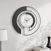 TULFO 18-Inch Modern Black Metal Wall Clock, Marble Patterned Glass Dial | Silent non-ticking movement, battery operated, for living room, bedroom, office, hallway, and contemporary home wall decor.