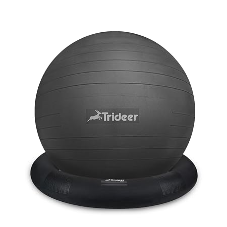 Trideer Anti-Burst Gymnastikball von 65cm 75cm mit Ballschale(Aufblasbaren Ring) oder Widerstandsbänder inkl Ballpumpe, Sitzb