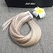 Full Shine Tape in Hair Extensions Seamless Human Hair Invisible Tape in Human Hair Extensions Mixed Color Ash Blonde with Blonde 50 Gram Per Package Double Side Skin Weft 20 Inch 20Pcs