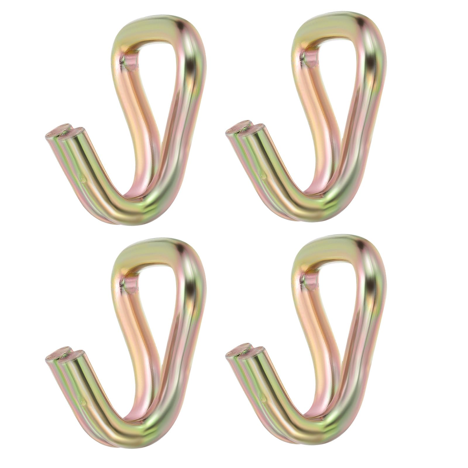 PATIKIL 4 Pack Ratchet Double J Hook Load 7716 LBS for 11.8mm Tie Down Strap Webbing on Car Truck Trailers Towing Strap, Gold