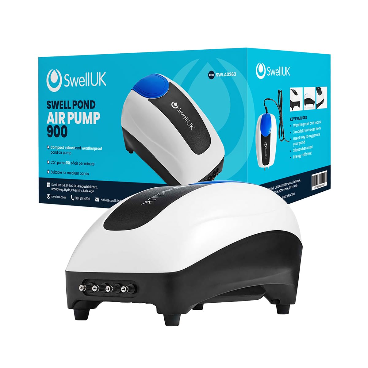 Swell 900 Pond Air Pump | Robust Fish Essential With 3 Year Guarantee