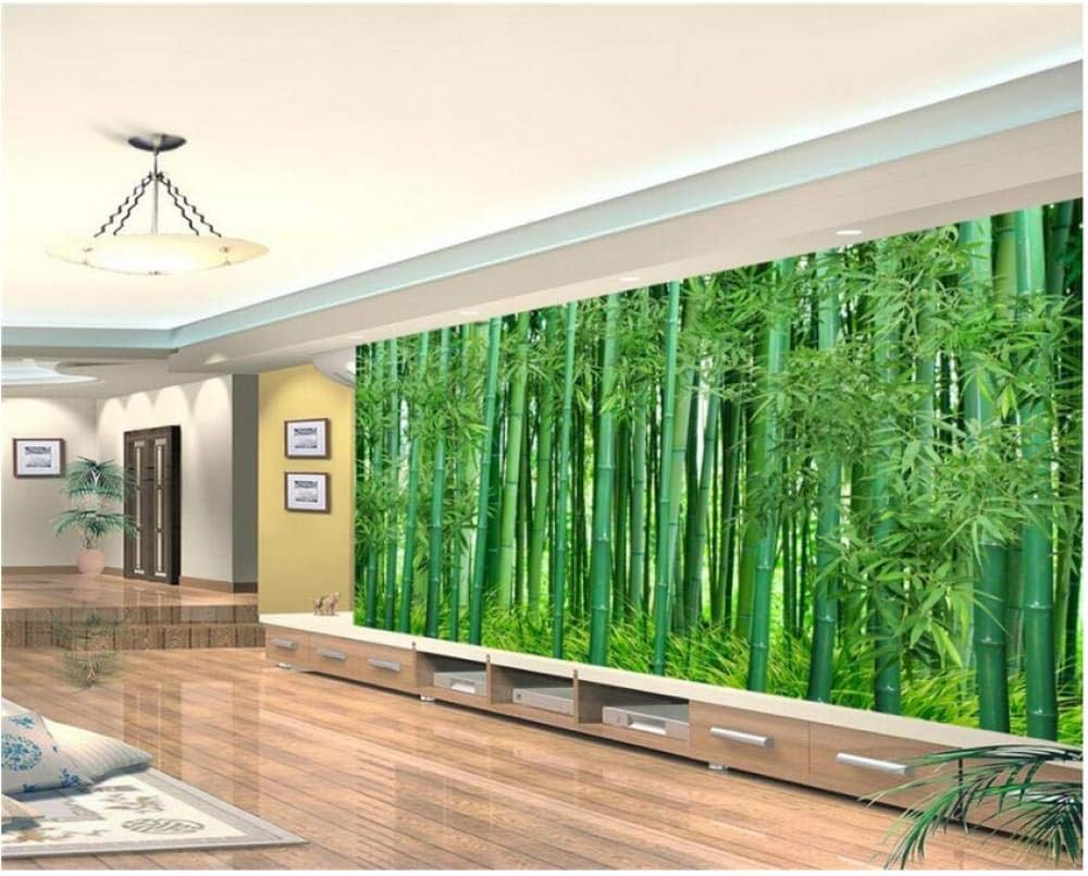 Amazon Co Jp 壁飾り画 3d壁画壁紙緑竹自然風景壁画フレスコリビングルーム寝室テレビ背景壁の装飾 450x300cm ホーム キッチン