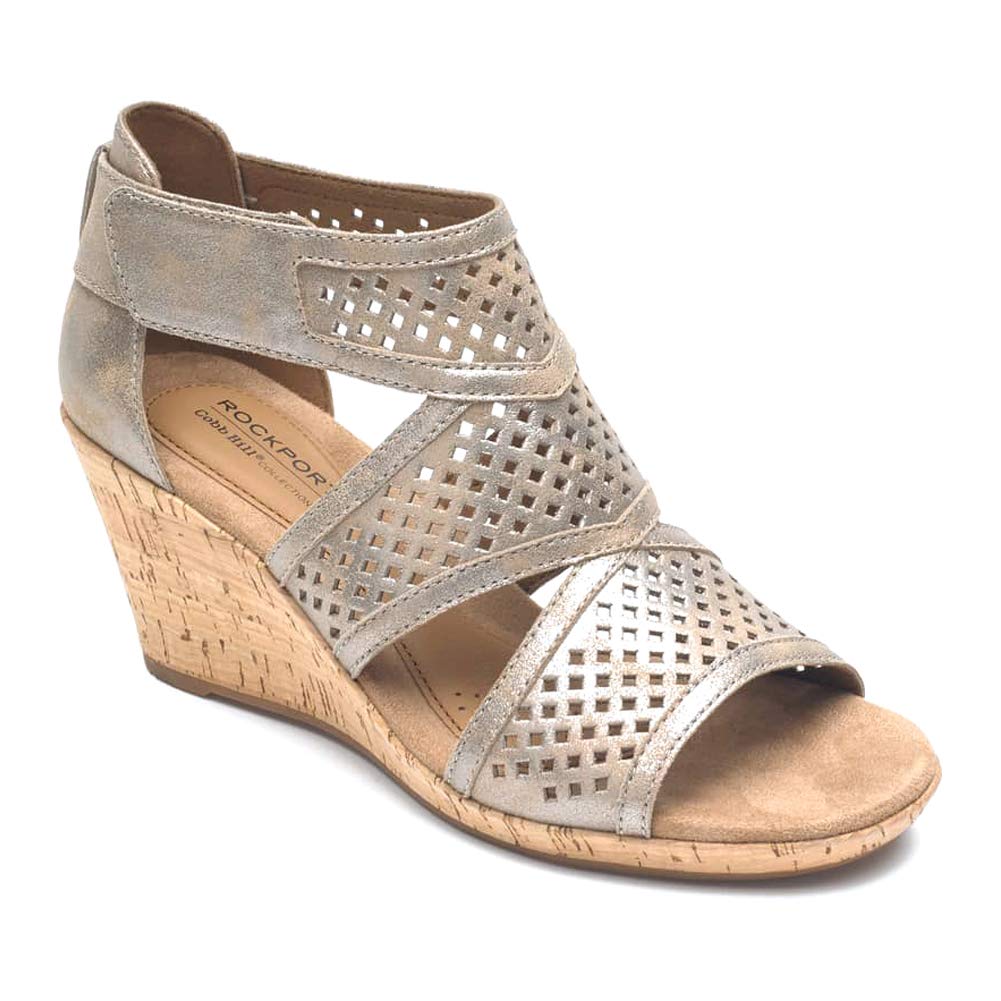 Rockport Womens Cobb Hill Kairi Peep Toe Wedge Espadrille Sandal