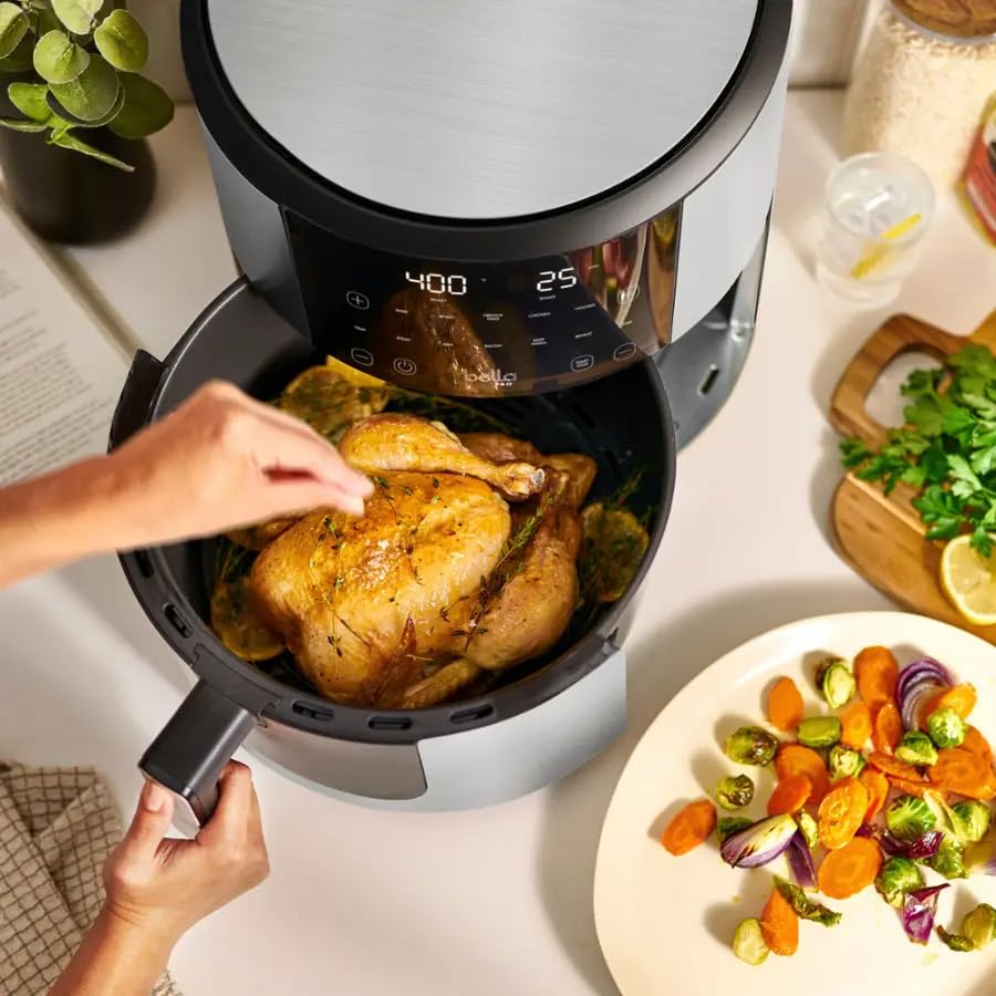 Bella Pro Series 8-Quart Smart Touchscreen Air Fryer - 1700W, SmartCrisp Technology, 8 Presets, Dishwasher Safe, Stainless Steel