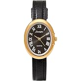 KSAQ Women's Oval Quartz Watch | Fashion Casual Leather Strap Alloy Case
