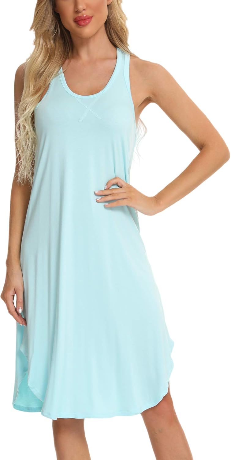 BAPOOWAY Womens Bamboo Viscose Nightgown Modal Sleeveless Racerback